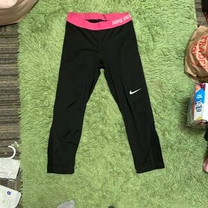 pink waist band nike pro leggings